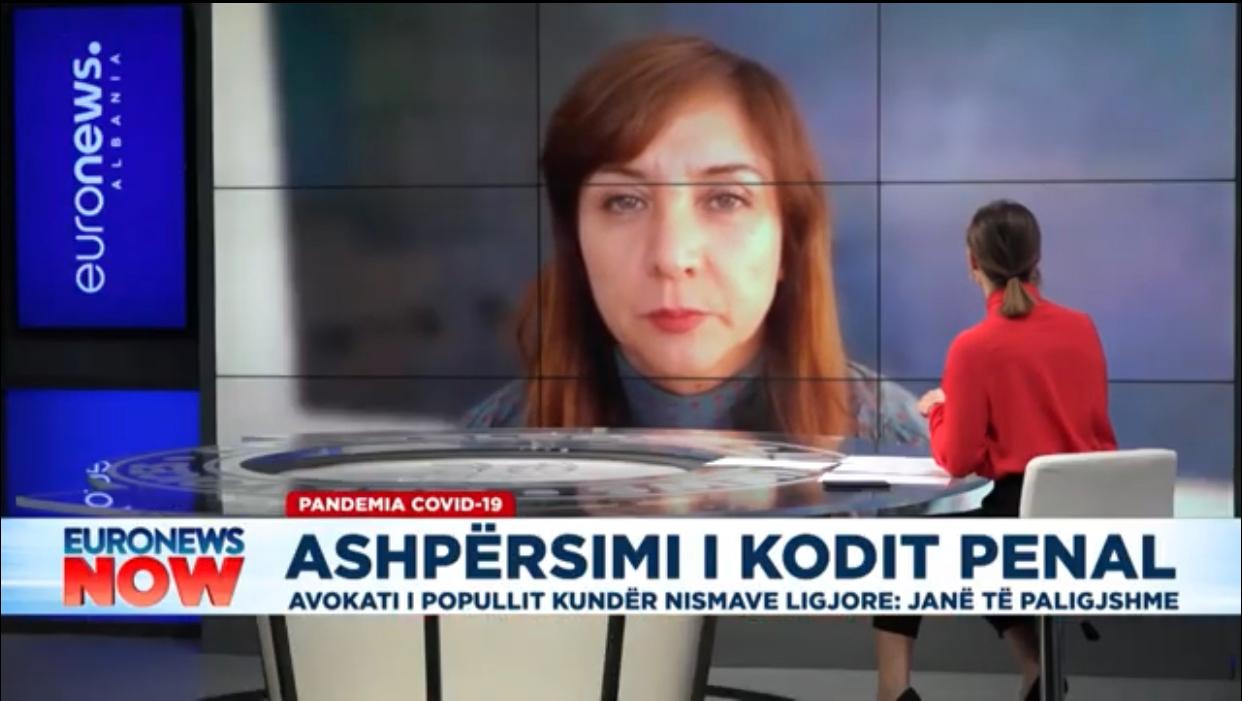 Avokatja e Popullit Erinda Ballanca në lidhjen e sotme me Euronews Albania
